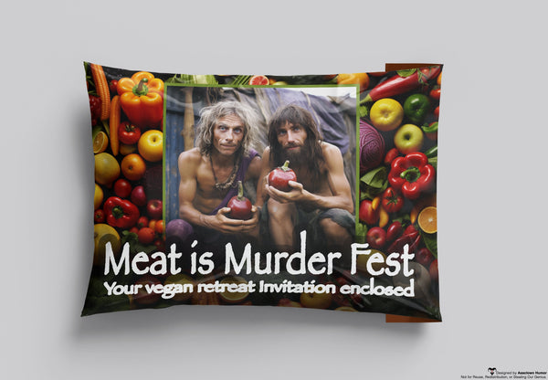 Vegan meat is murder gag prank package